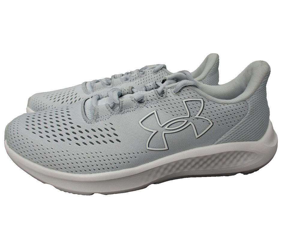 Under Armour Charged Pursuit Gray White Running Shoes Womens Sz 8